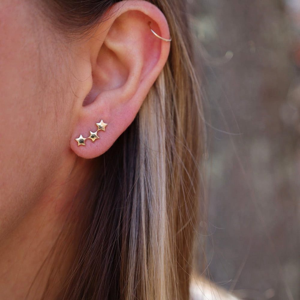 EAR-14K 14k Yellow Gold 3 Stars Studs