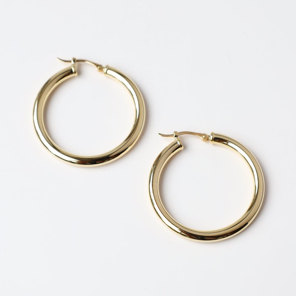 EAR-14K 14k Yellow Gold 3x30mm Tube Hoop