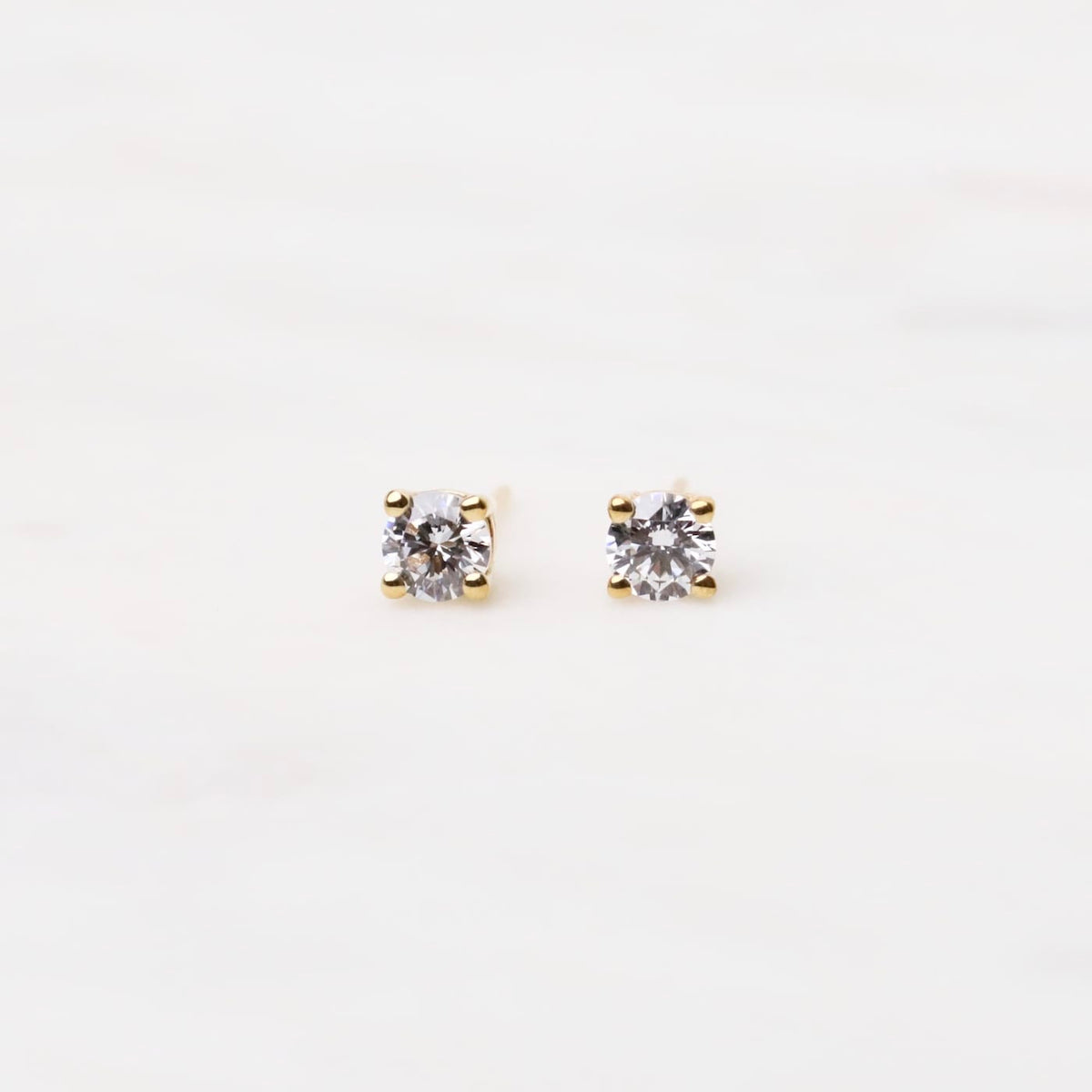 EAR-14K 14k Yellow Gold 4 Prong CZ Post Earrings