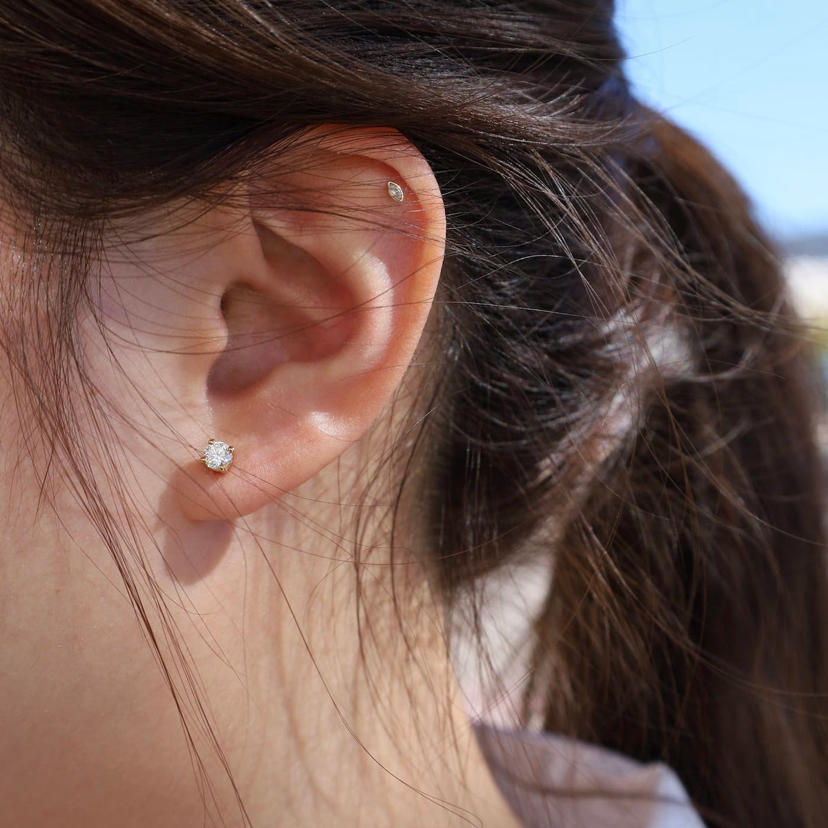 EAR-14K 14k Yellow Gold 4 Prong CZ Post Earrings