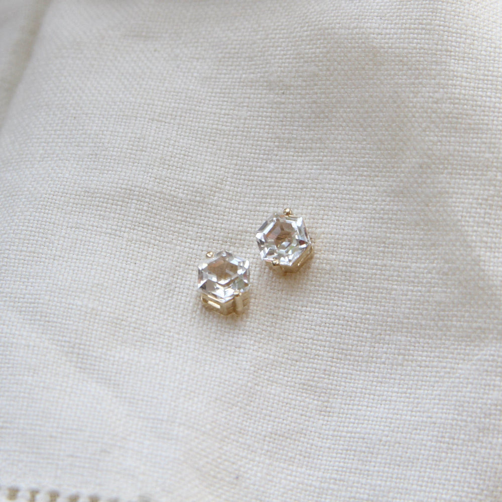 
                  
                    EAR-14K 14k Yellow Gold 5x5mm Hexagon White Topaz Post Earrings
                  
                