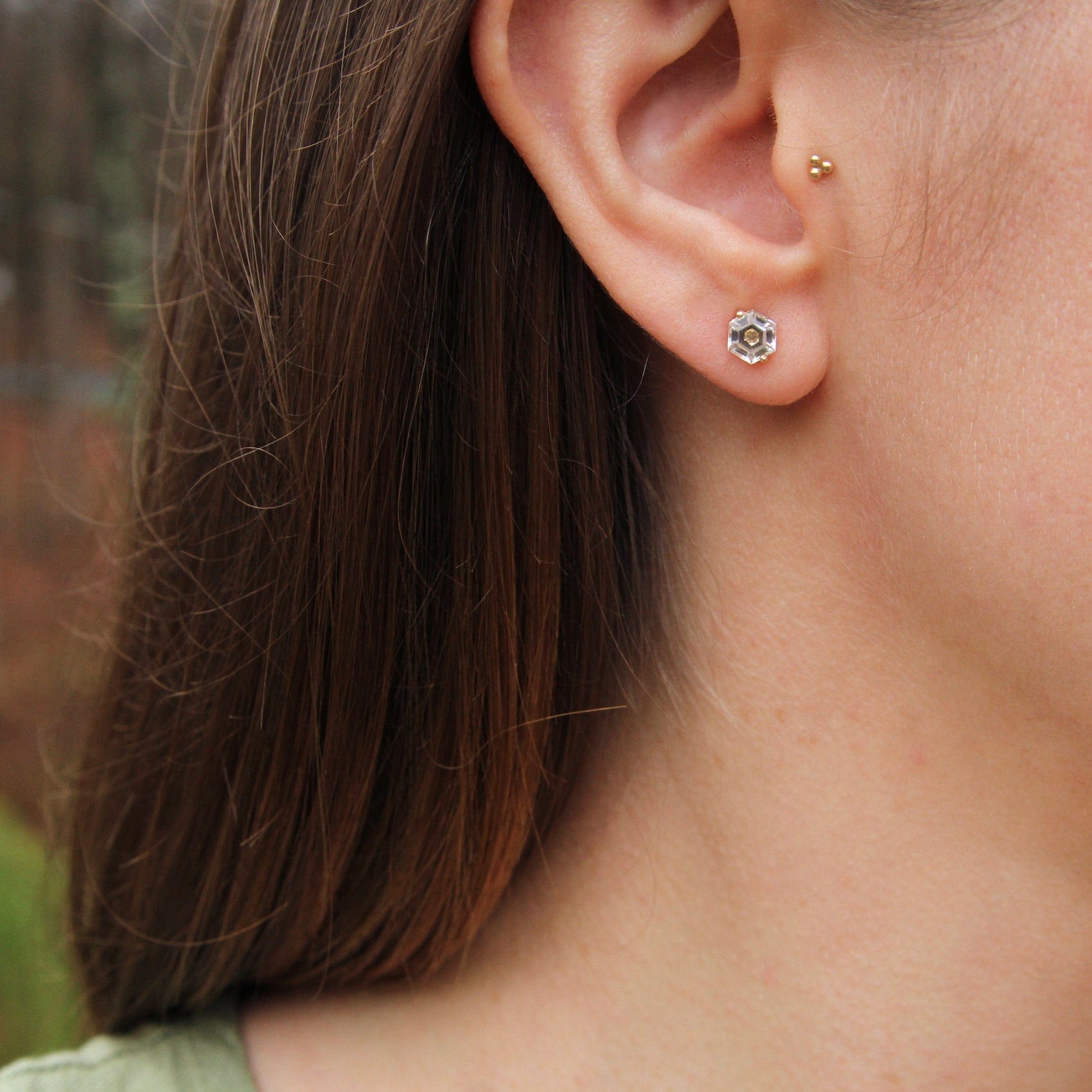 White topaz store earrings yellow gold