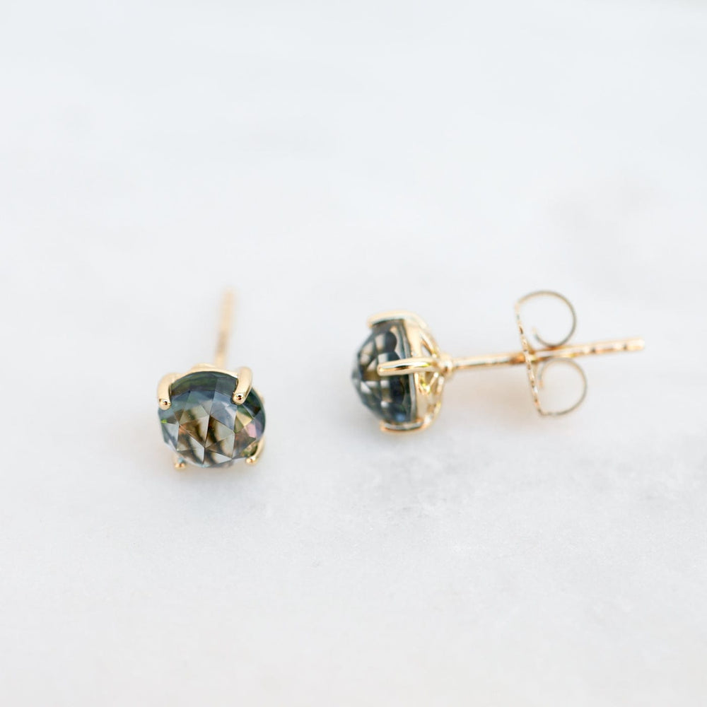 EAR-14K 14k Yellow Gold 6mm Round Green Envy Topaz Post Earrings