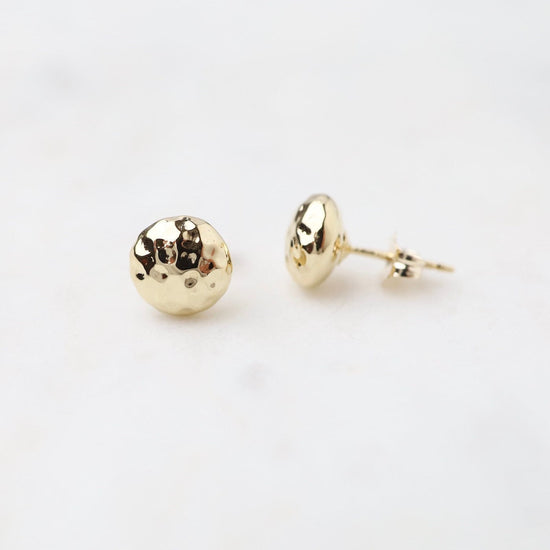Load image into Gallery viewer, EAR-14K 14k Yellow Gold 8mm Hammered Ball Stud
