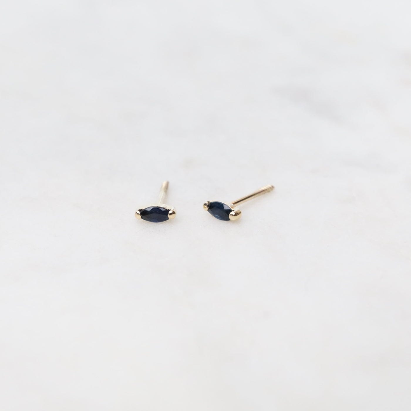 EAR-14K 14k Yellow Gold Blue Sapphire Marquise Post Earrings