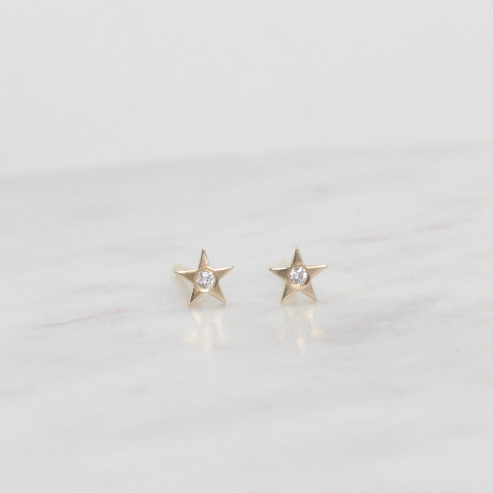 
                      
                        EAR-14K 14k Yellow Gold Brushed Mini Star with Single Diamond
                      
                    