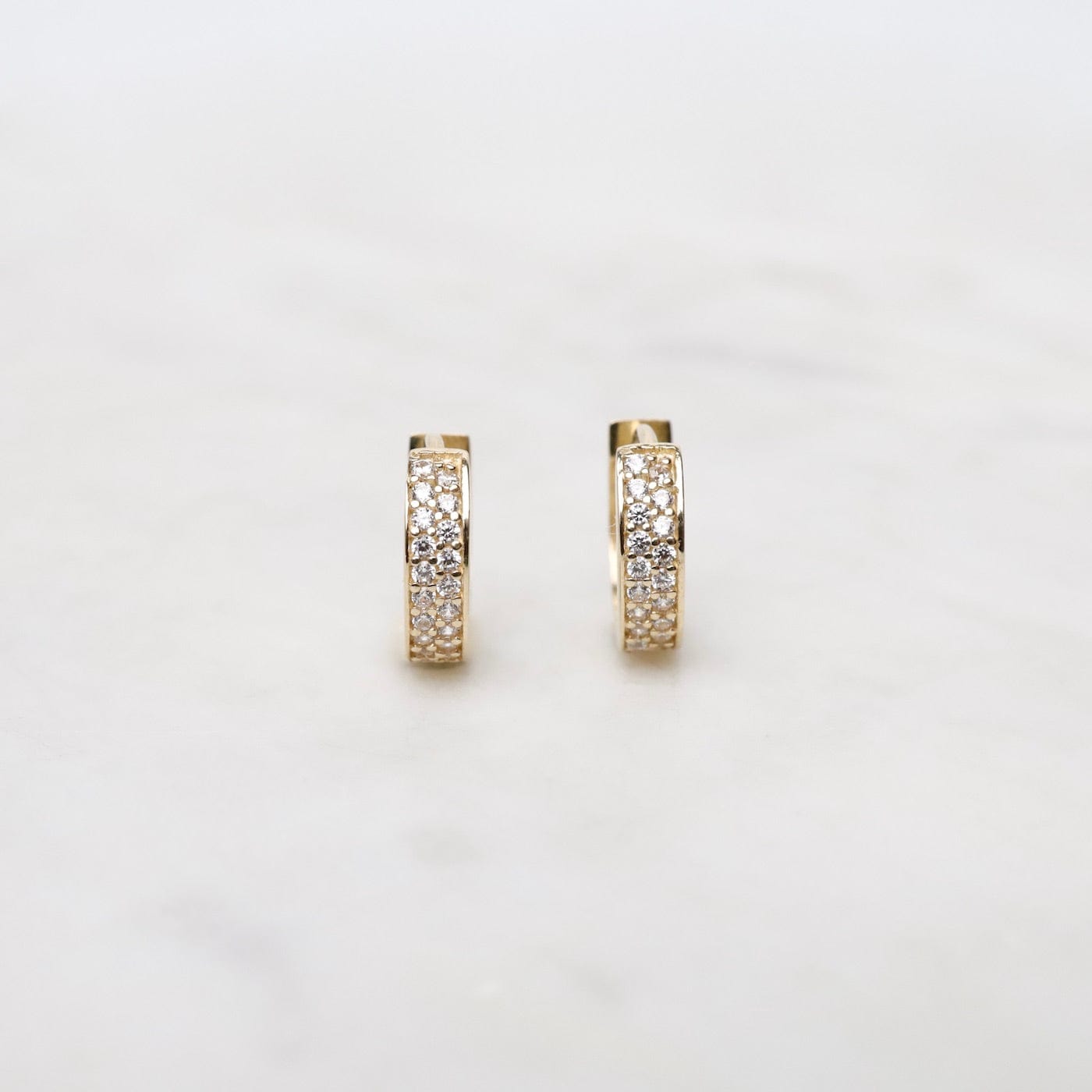 Load image into Gallery viewer, EAR-14K 14K Yellow Gold &amp;amp; CZ Huggie Hoops
