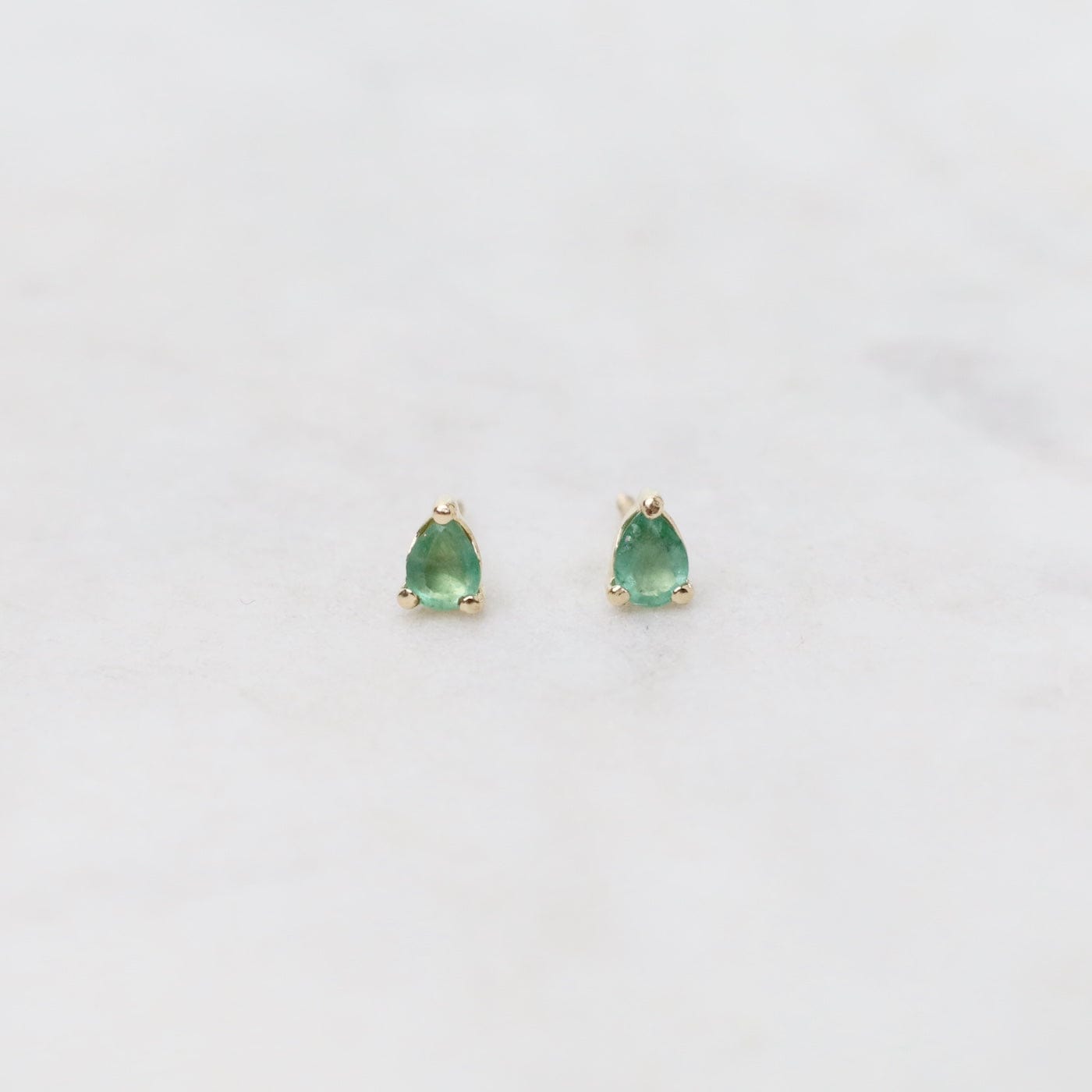 EAR-14K 14k Yellow Gold Emerald Pear Post Earrings