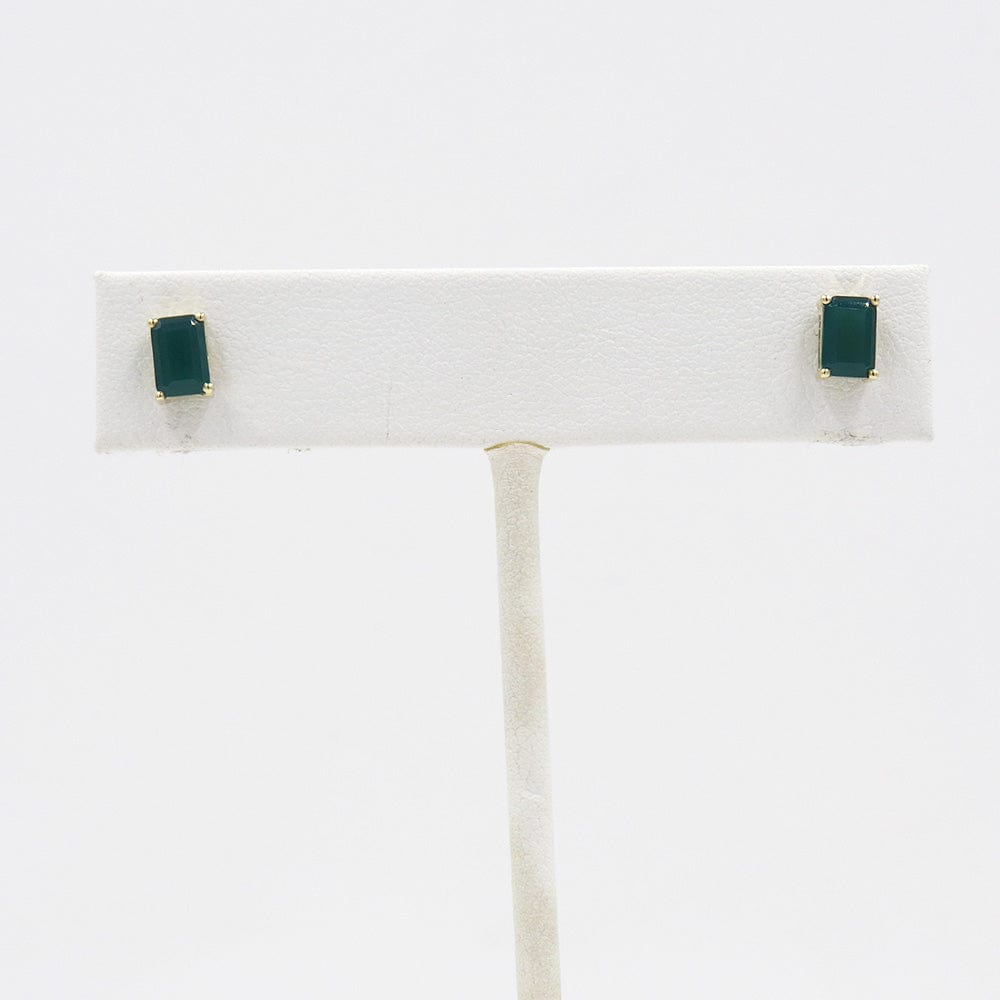 EAR-14K 14k Yellow Gold Green Onyx Post Earring