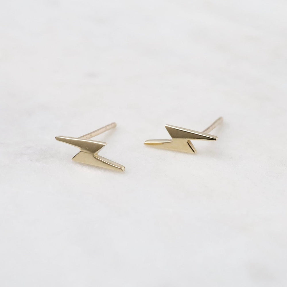 EAR-14K 14k Yellow Gold Lighting Bolt Stud