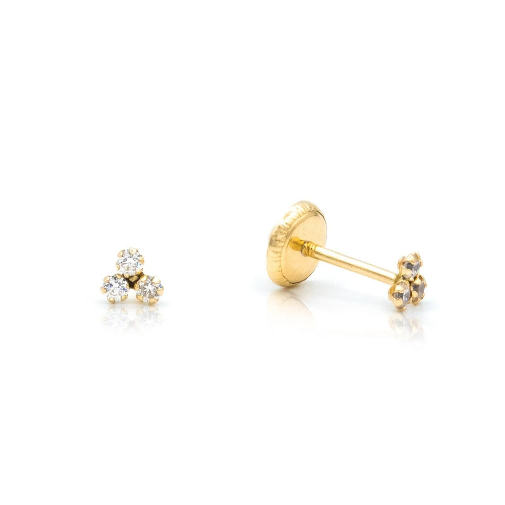 EAR-14K 14k Yellow Gold Mini CZ Trio Post Earrings