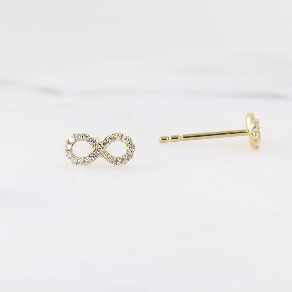 Load image into Gallery viewer, EAR-14K 14k Yellow Gold Mini Infinity Diamond Post Earring
