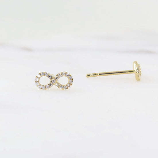 Load image into Gallery viewer, EAR-14K 14k Yellow Gold Mini Infinity Diamond Post Earring
