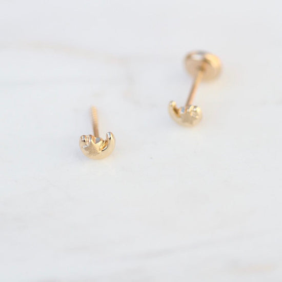 EAR-14K 14K Yellow Gold Moon And Star Post Earring