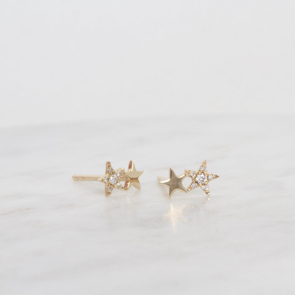 
                      
                        EAR-14K 14k Yellow Gold Pavé Diamond Petite Double Star Post Earring
                      
                    