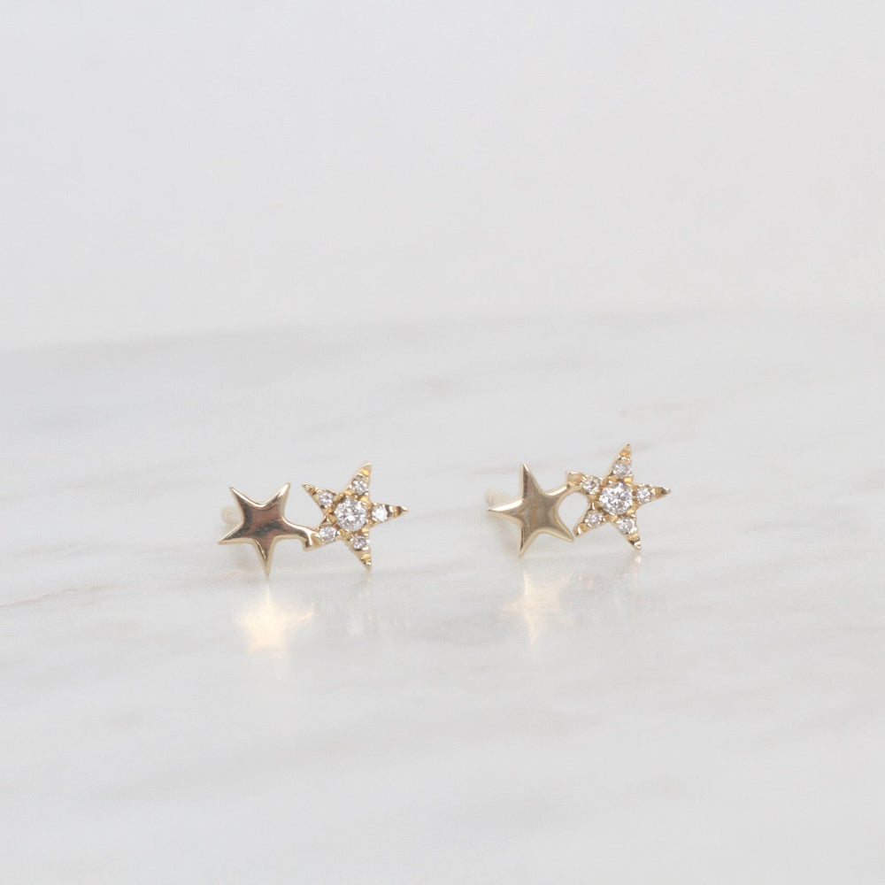 
                      
                        EAR-14K 14k Yellow Gold Pavé Diamond Petite Double Star Post Earring
                      
                    