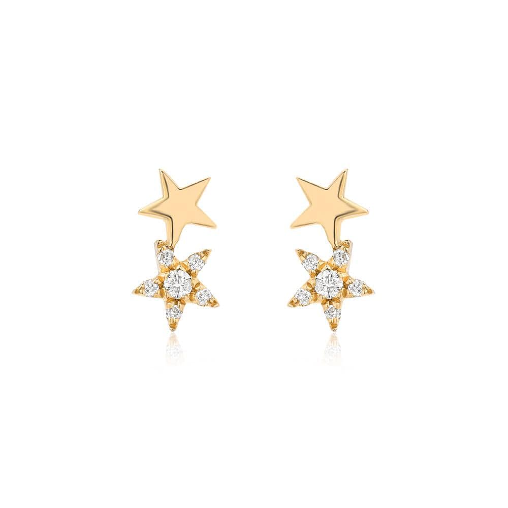 
                      
                        EAR-14K 14k Yellow Gold Pavé Diamond Petite Double Star Post Earring
                      
                    