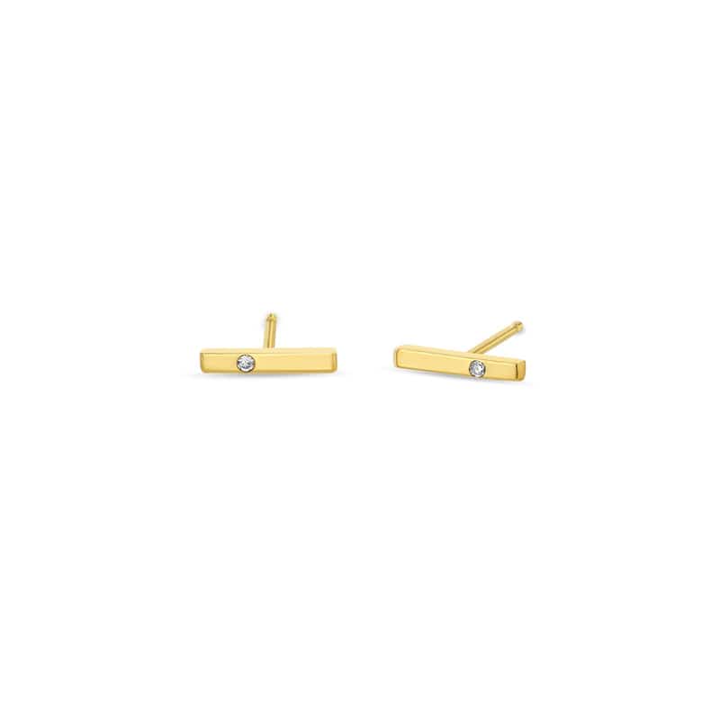 
                      
                        EAR-14K 14k Yellow Gold Single Diamond Thin Bar Stud Earring
                      
                    