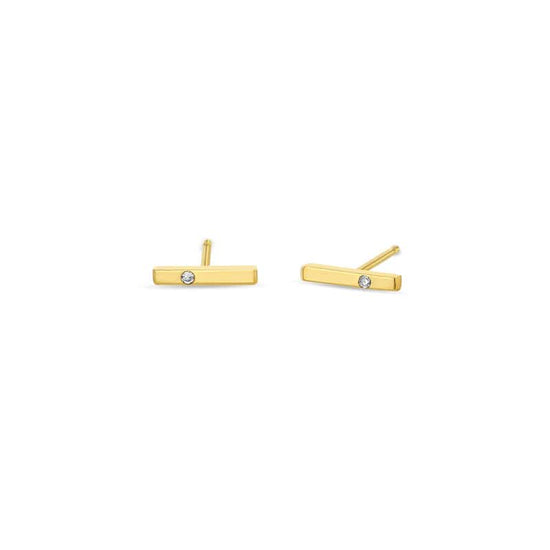 EAR-14K 14k Yellow Gold Single Diamond Thin Bar Stud Earring