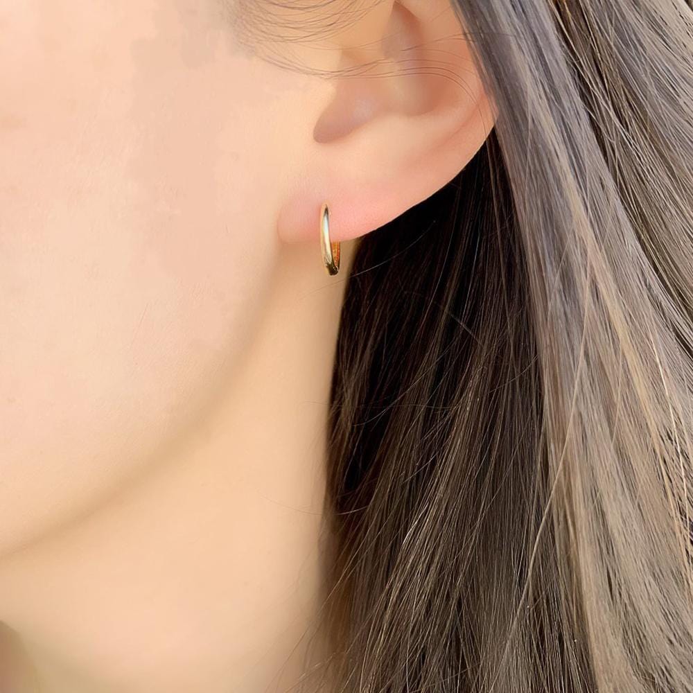 EAR-14K 14k Yellow Gold Slim High Polish Huggies