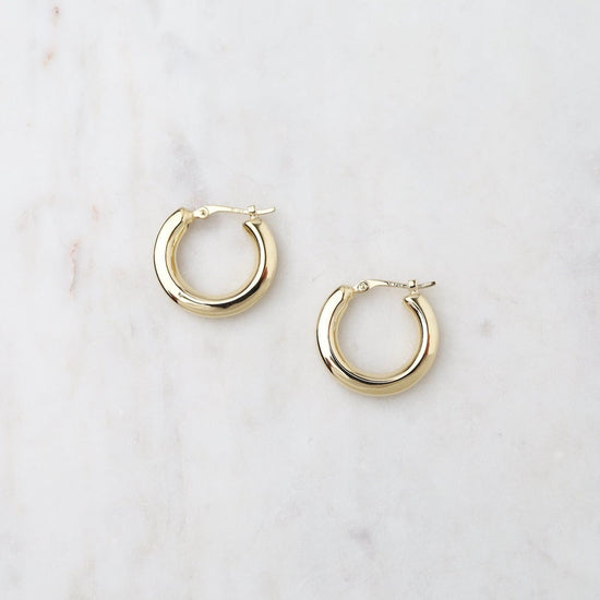 EAR-14K 14K Yellow Gold Small Round Square Hoop