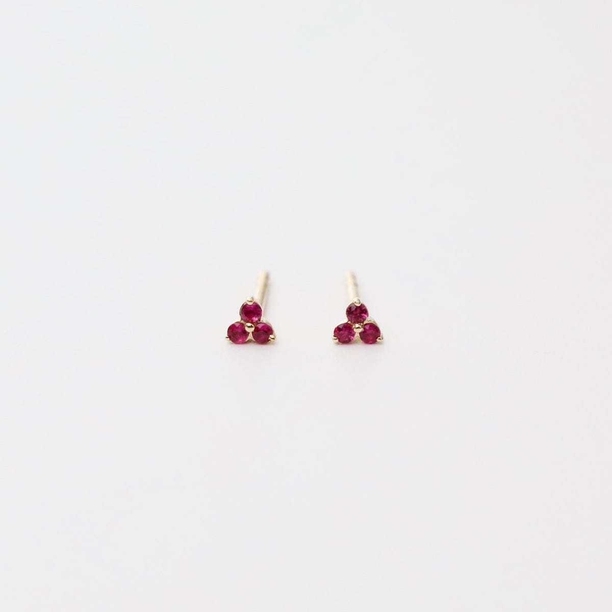 EAR-14K 14K Yellow Mini Trio Ruby Post Earrings