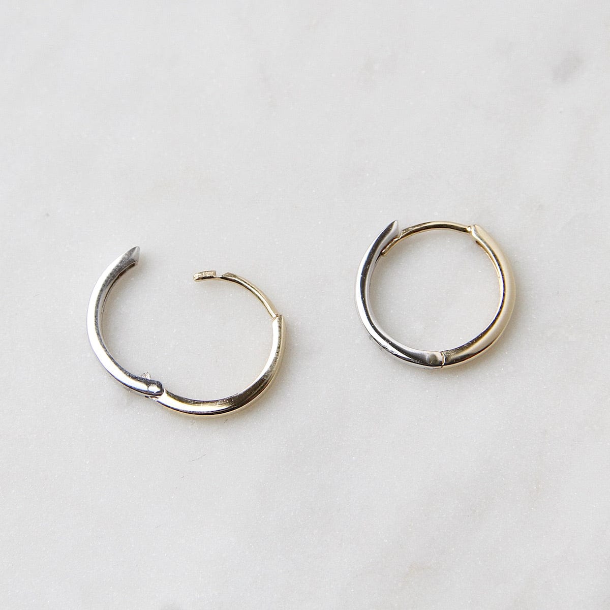 EAR-14K 14k Yellow & White Gold Thin Two Tone Huggies