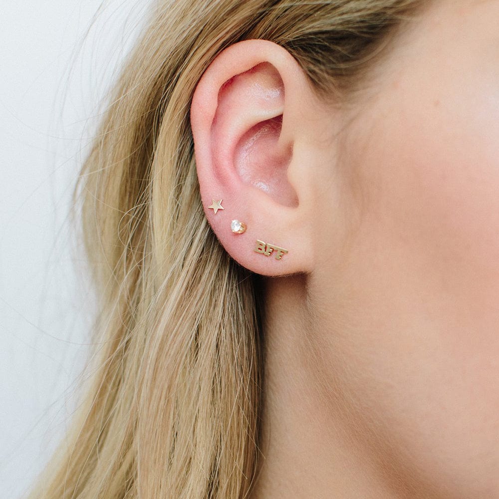 EAR-14K 14K YG ITTY BITTY PAVE STAR SINGLE STUD