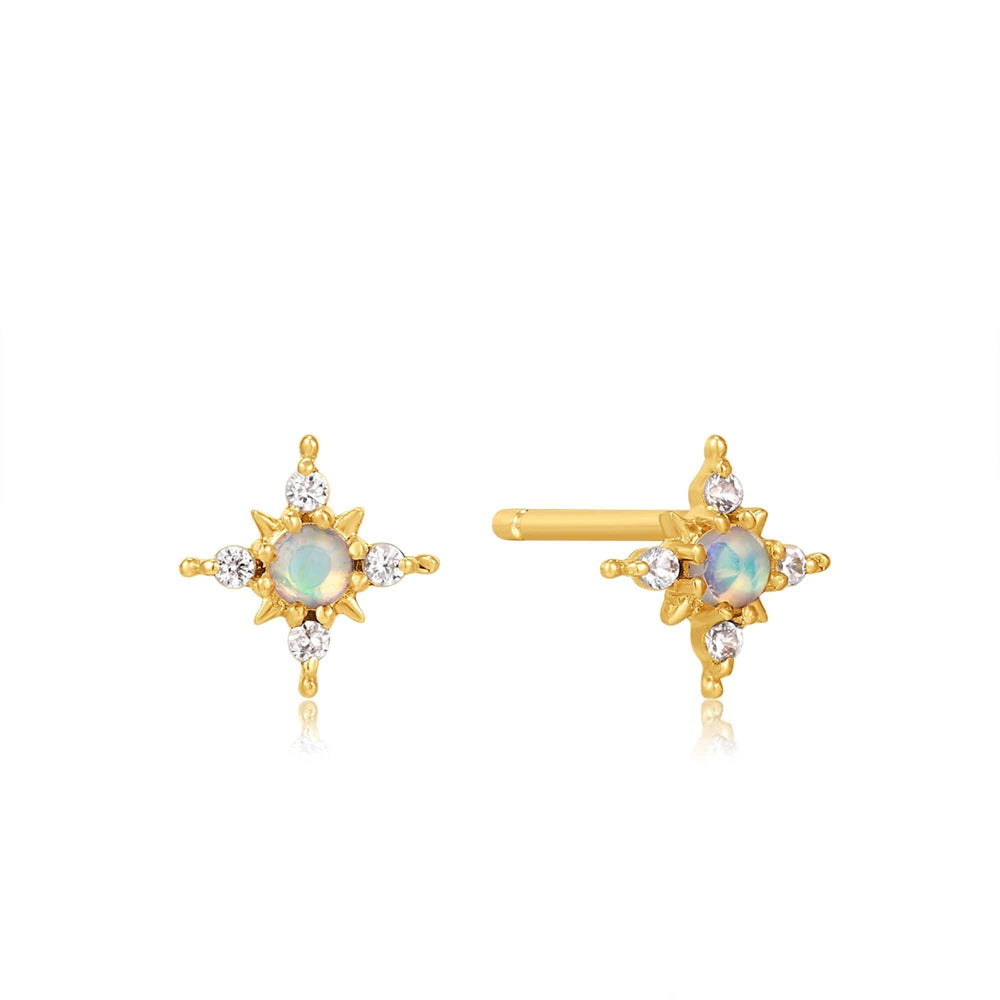 
                      
                        EAR-14K 14kt Gold Opal and White Sapphire Star Stud Earring
                      
                    