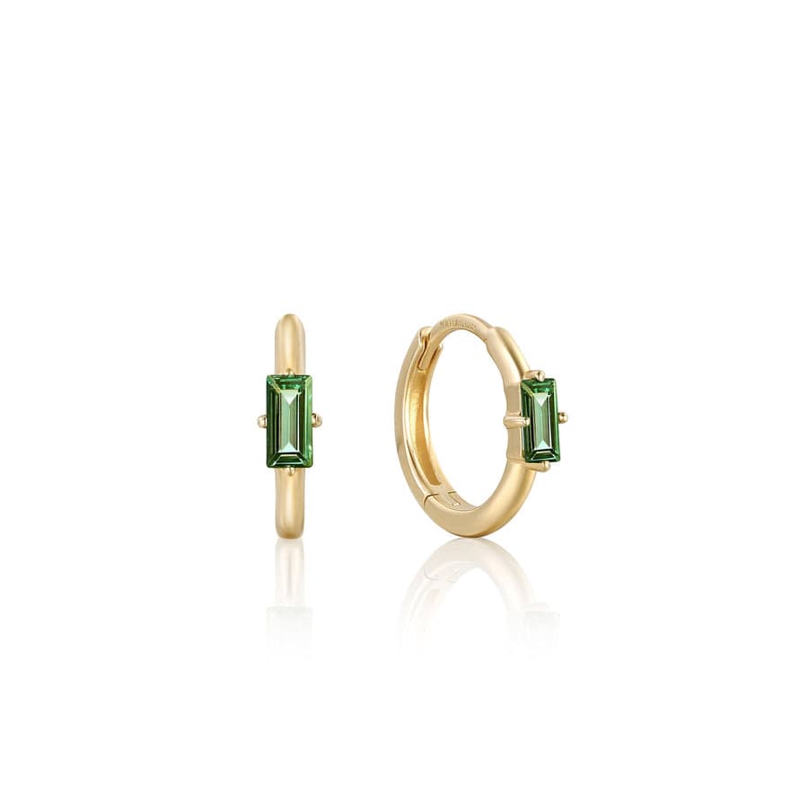 
                      
                        EAR-14K 14kt Gold Tourmaline Emblem Huggie Hoop Earrings
                      
                    