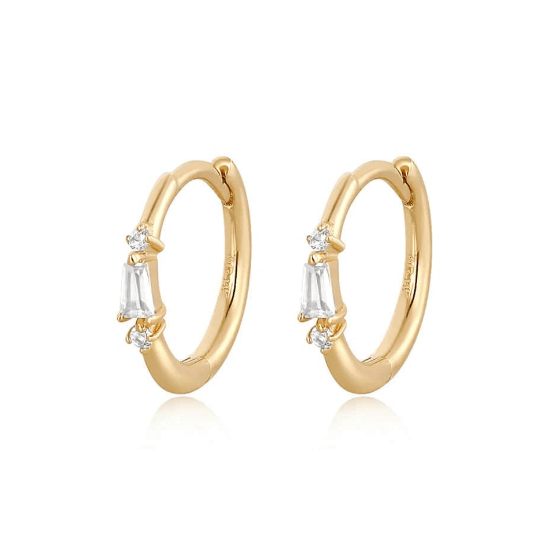 EAR-14K Alexia Baguette White Sapphire Hoops