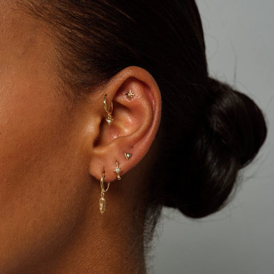 EAR-14K Astra Hexa Diamond Clicker Earrings