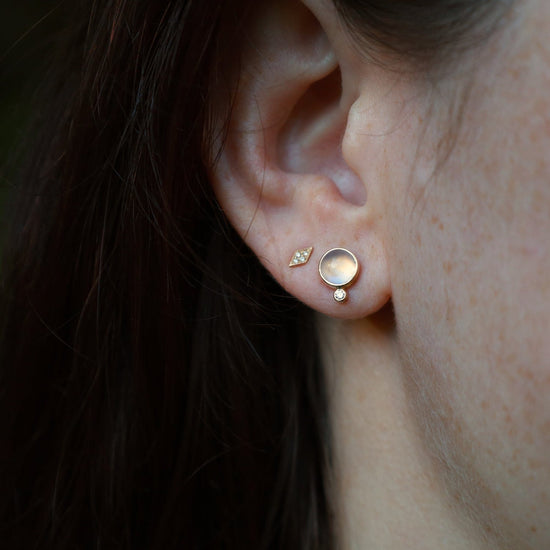 EAR-14K Astral Earrings - Moonstone & White Diamond