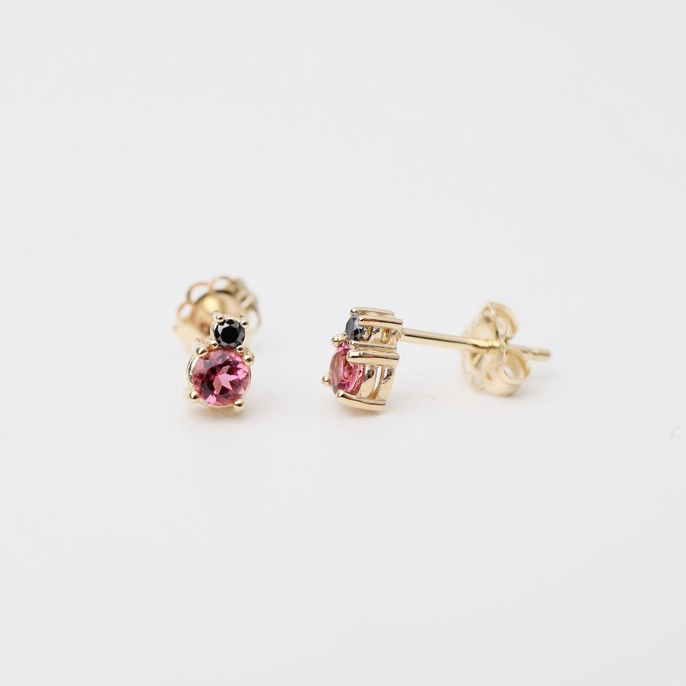 
                      
                        EAR-14K Black Diamond Pink Tourmaline Linga Studs
                      
                    