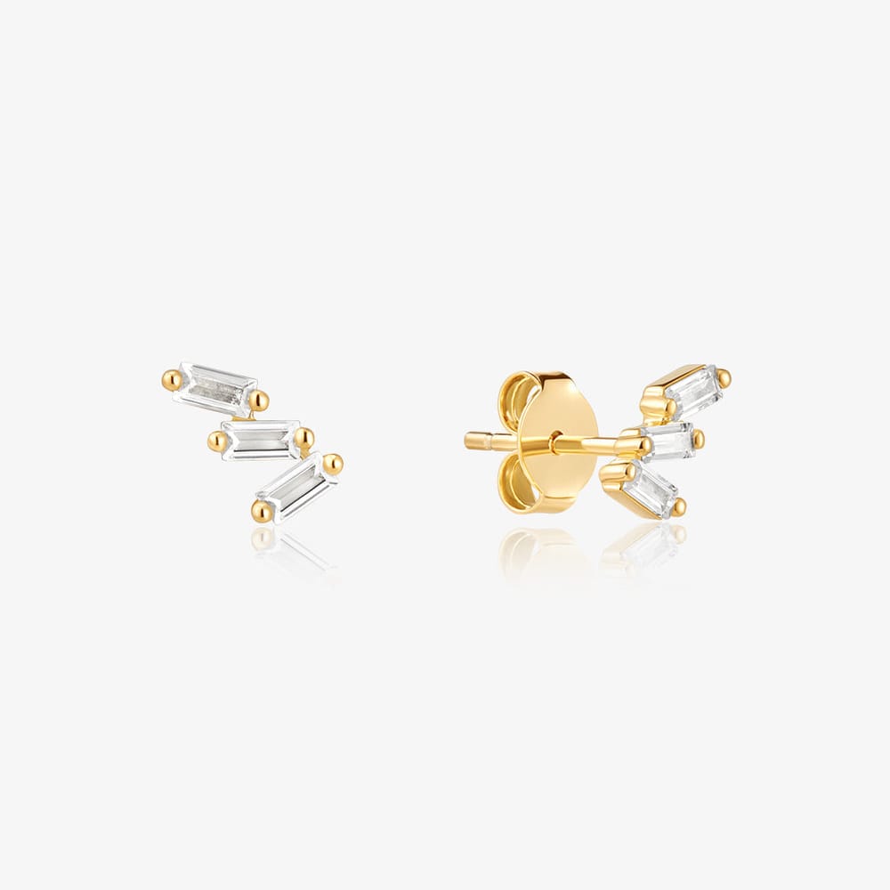 EAR-14K Brinley Triple Baguette Lab Grown Diamond Studs