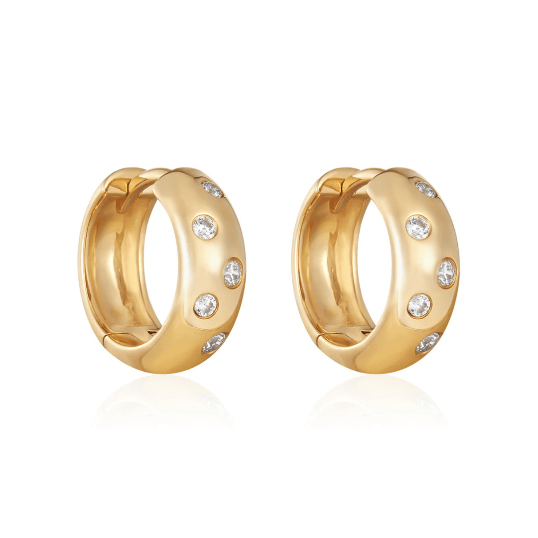 EAR-14K Camelia Lab Grown Diamond Wide Huggies