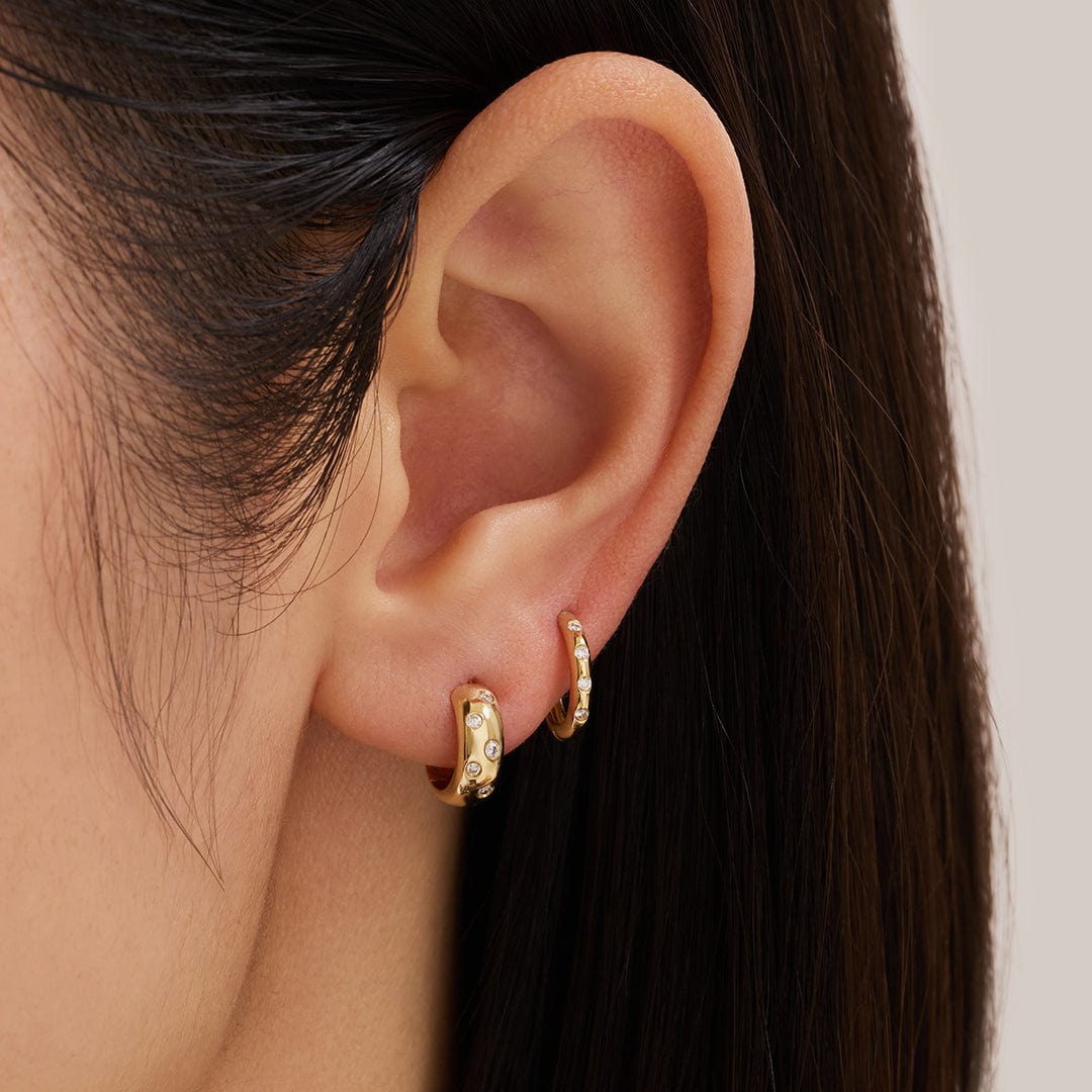EAR-14K Camelia Lab Grown Diamond Wide Huggies