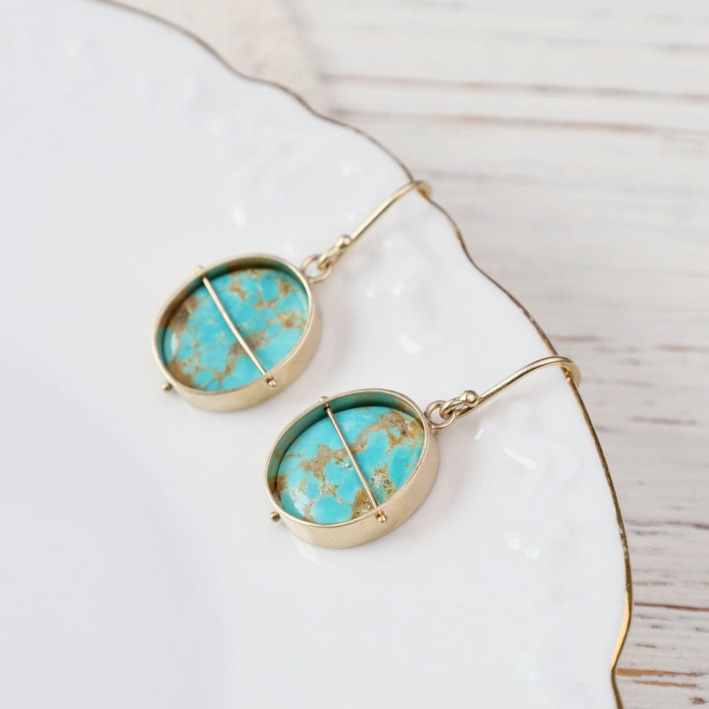 EAR-14K Captured Royston Turquoise Drop Earrings