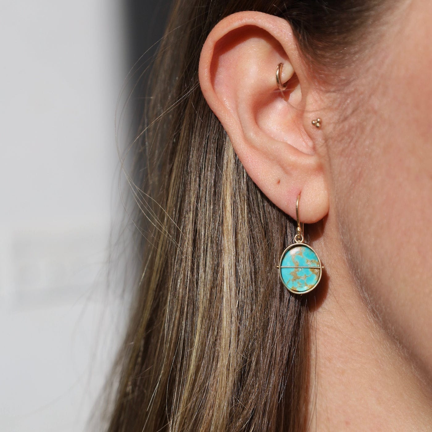 EAR-14K Captured Royston Turquoise Drop Earrings