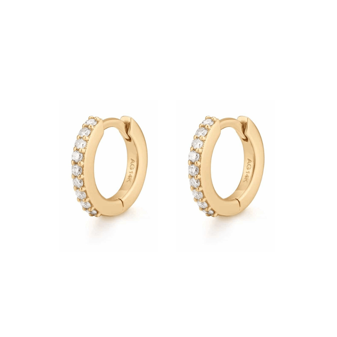 EAR-14K Carly Mini Diamond Huggie Hoops