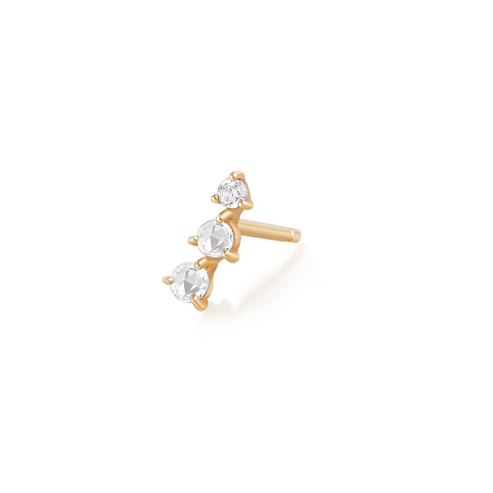 
                      
                        EAR-14K Clara Rose Cut Triple White Sapphire Stud Earring - SOLD AS A SINGLE
                      
                    