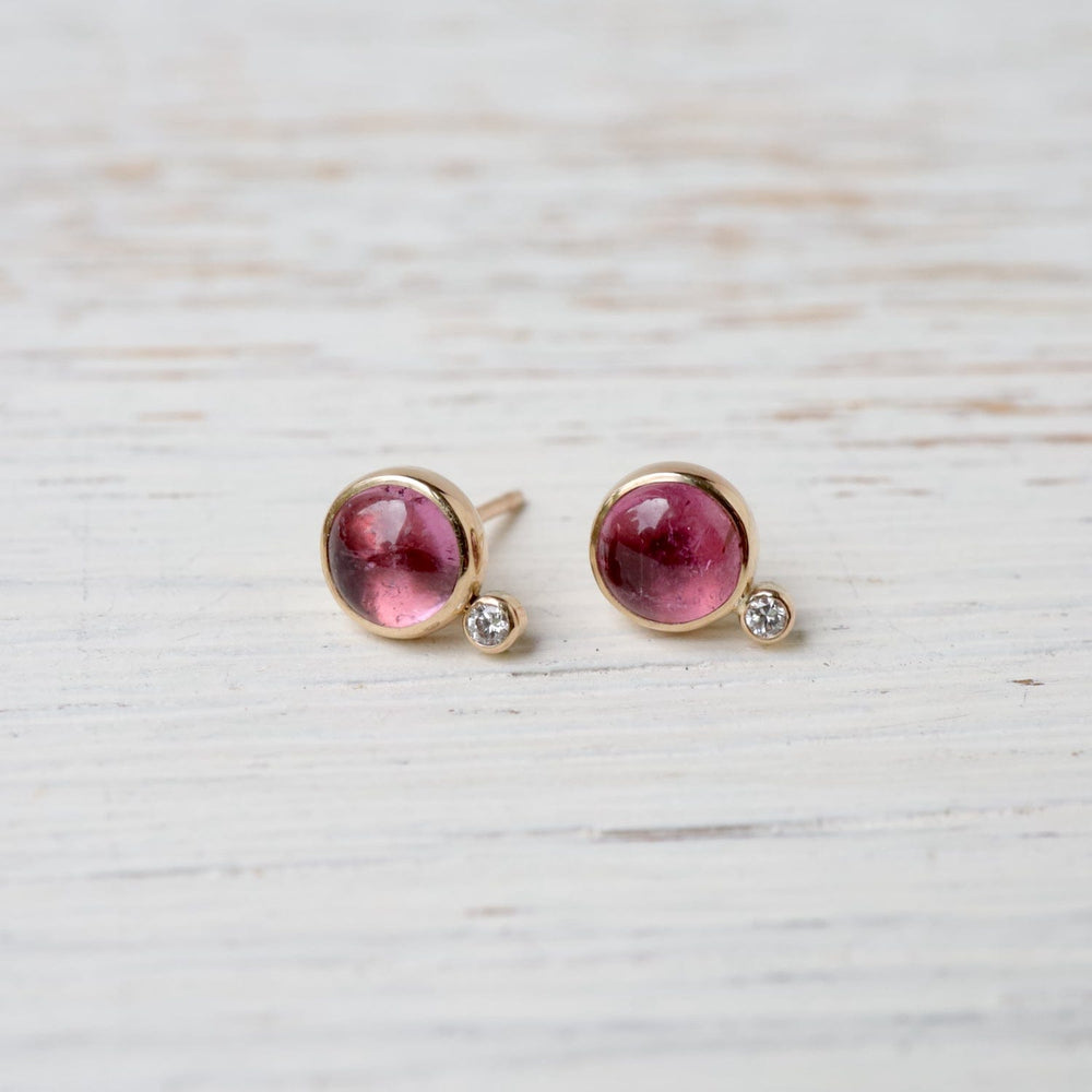 
                      
                        EAR-14K Cosmos Studs - Pink Tourmaline & White Diamond
                      
                    