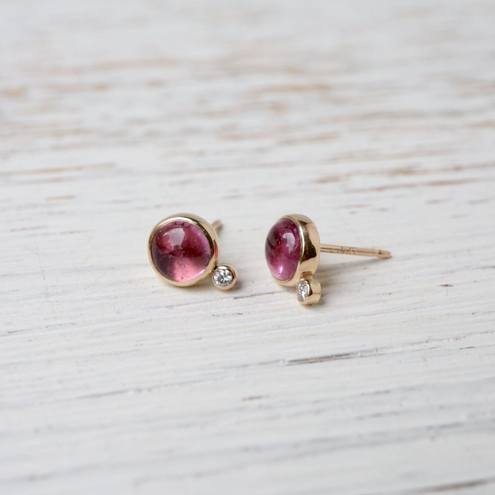 
                      
                        EAR-14K Cosmos Studs - Pink Tourmaline & White Diamond
                      
                    