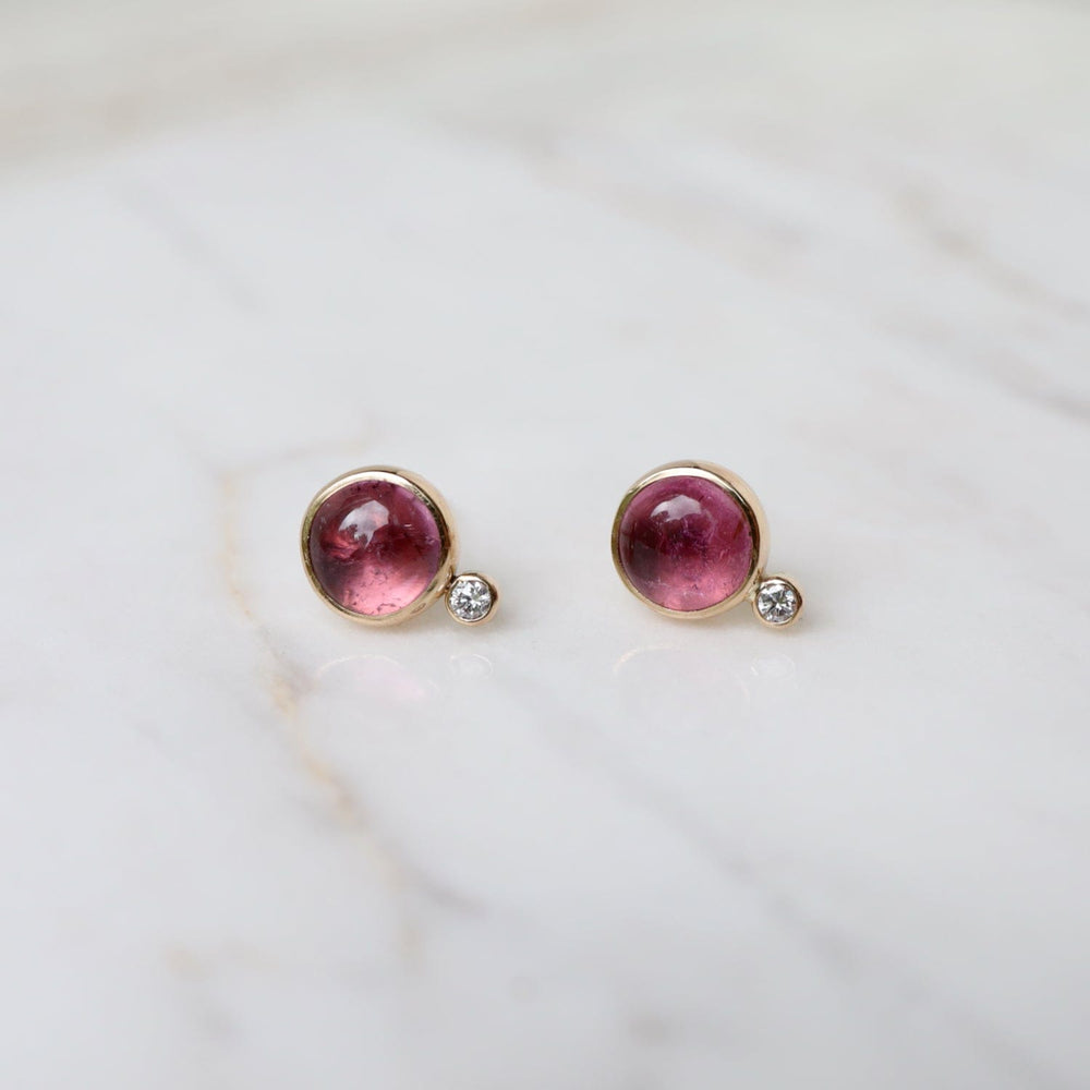 
                      
                        EAR-14K Cosmos Studs - Pink Tourmaline & White Diamond
                      
                    