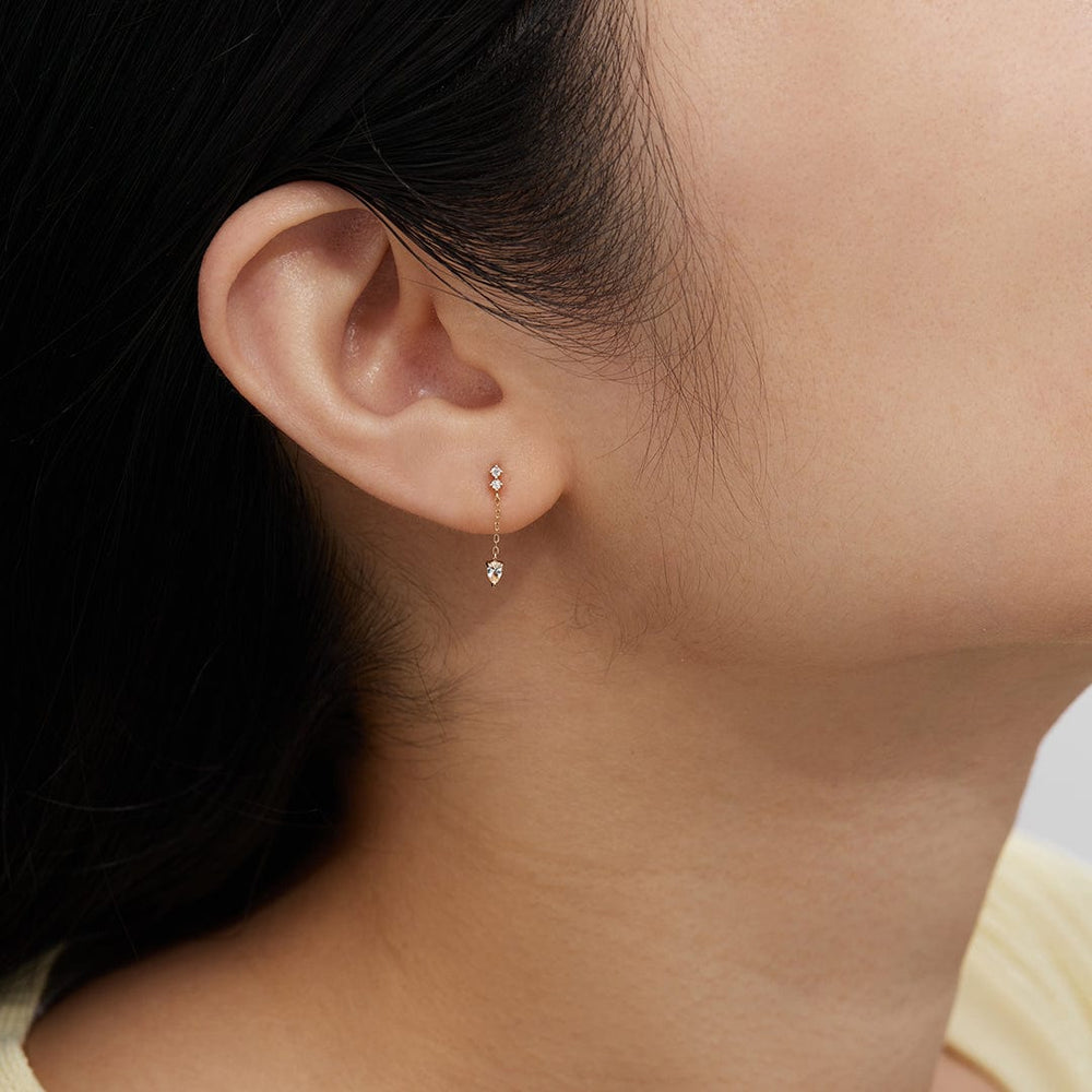 
                      
                        EAR-14K Dewdrop 14k Pear & Round White Sapphire Drop Stud - SOLD AS A SINGLE
                      
                    