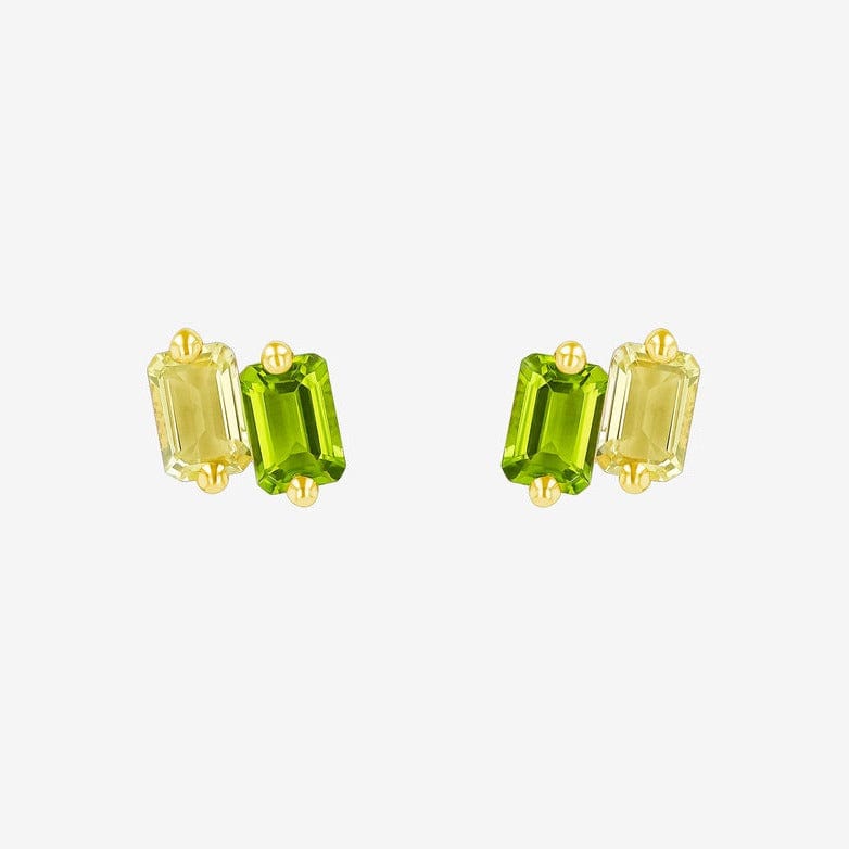 EAR-14K Emerald Cut Light Green Ombre Stud Earrings