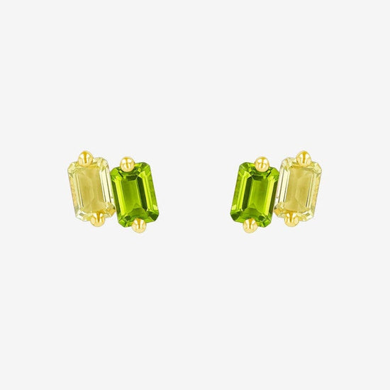 EAR-14K Emerald Cut Light Green Ombre Stud Earrings