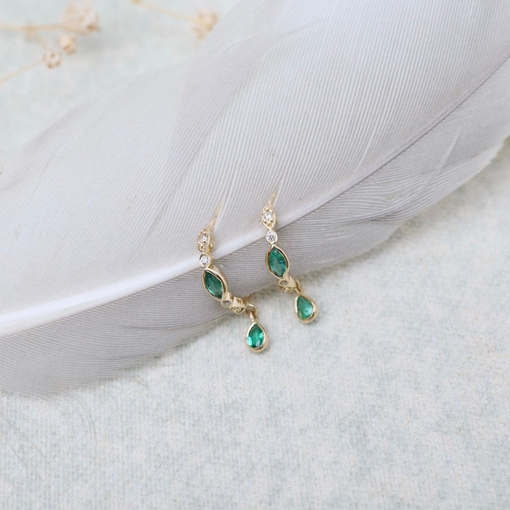 
                      
                        EAR-14K Emeralds & Diamonds Hoop Earrings
                      
                    