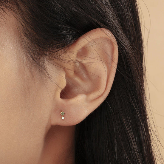 EAR-14K Emmie 14k Gold Emerald & Diamond Stud Earrings