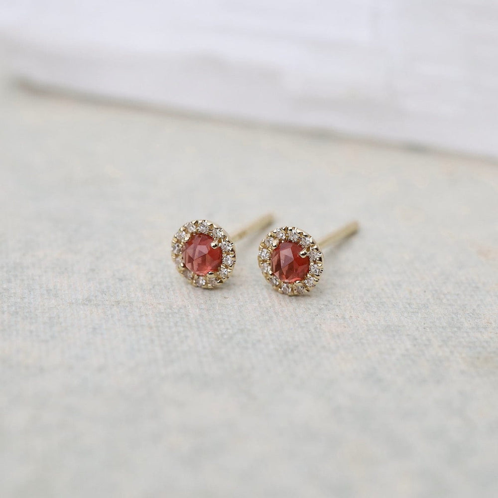 
                      
                        EAR-14K Garnet with White Diamond Halo Post Earrings
                      
                    